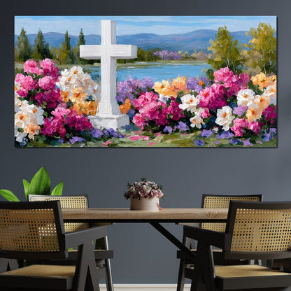 Garden Reverie by the Lake Canvas Wall Art
