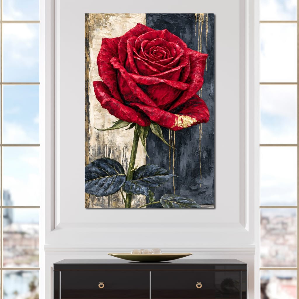 Gilded Petals On Divided Ground Canvas Wall Art
