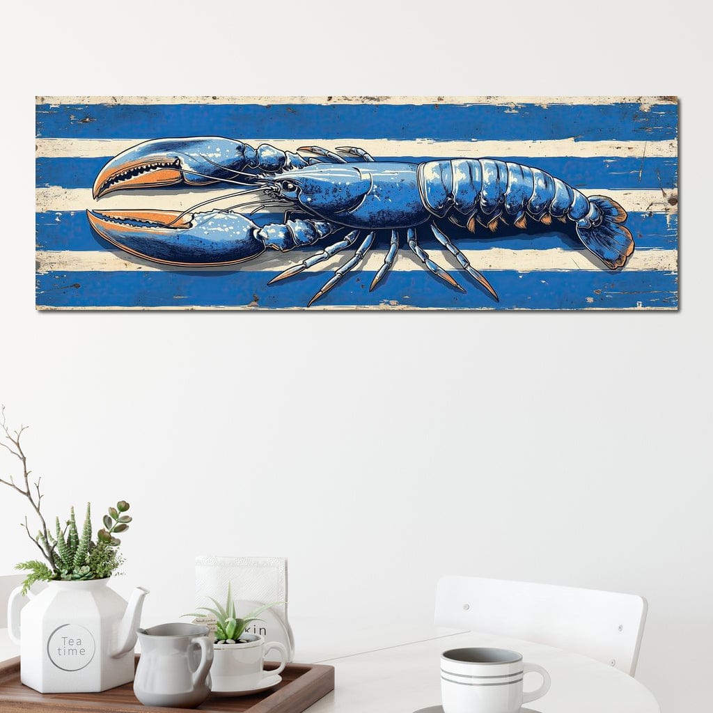 Nautical Blue Lobster Charm Canvas Wall Art