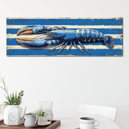 Nautical Blue Lobster Charm Canvas Wall Art