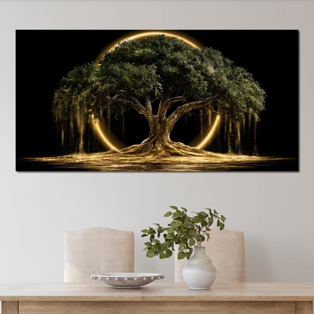 Ancient Tree Upon The Hollow Moon Canvas Wall Art