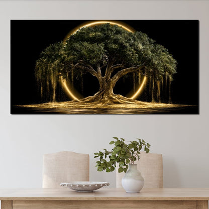 Ancient Tree Upon The Hollow Moon Canvas Wall Art