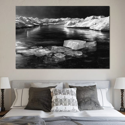 Midnight Drift Ice Fjord Canvas Wall Art