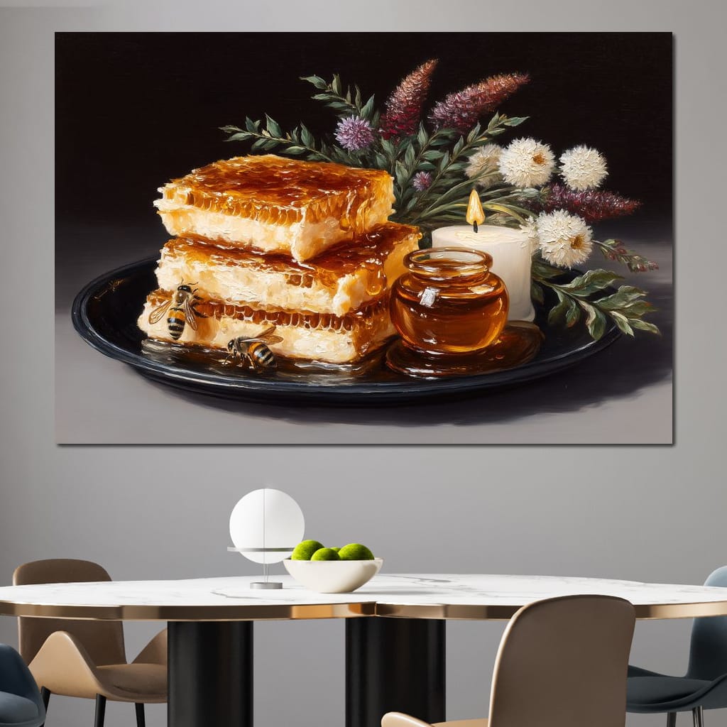 Golden Honeycombs Canvas Wall Art