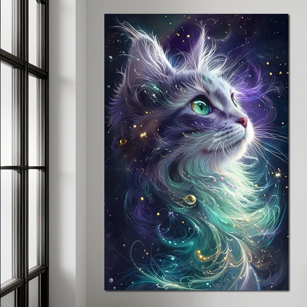 Starlit Feline Nebula Dreams Canvas Wall Art