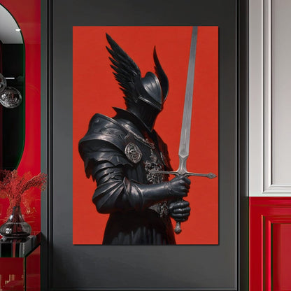 Midnight Vanguard Knight Oath Canvas Wall Art