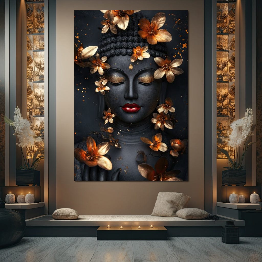 Radiant Floral Buddha Tranquility Canvas Wall Art