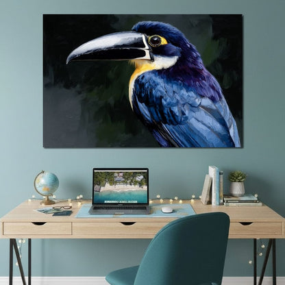 Electric Blue Toucan Portrait Canvas Wall Art