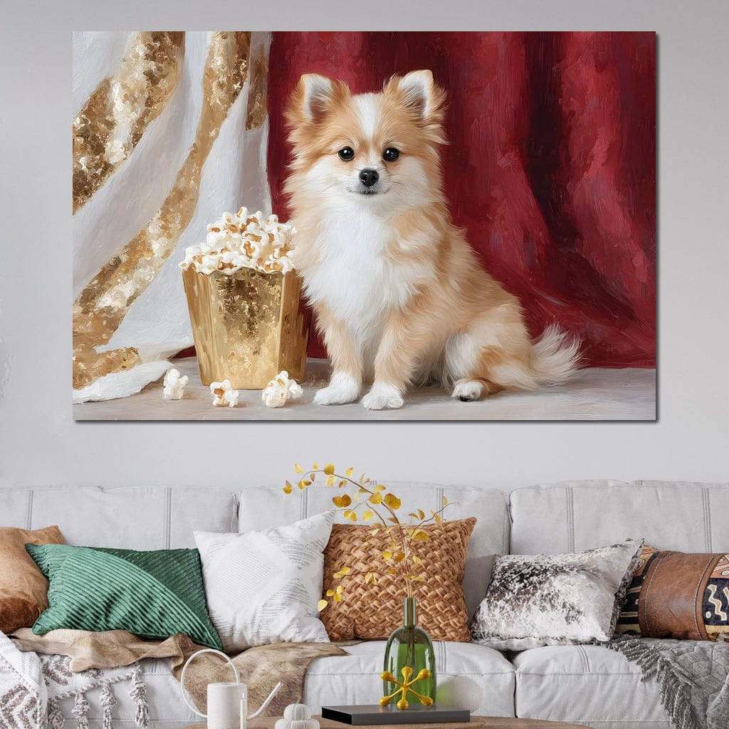 Pomeranian Popcorn Soiree Canvas Wall Art