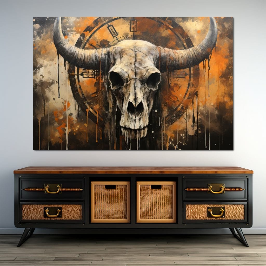 Bull Skull in the Gothic Twilight Canvas Wall Art