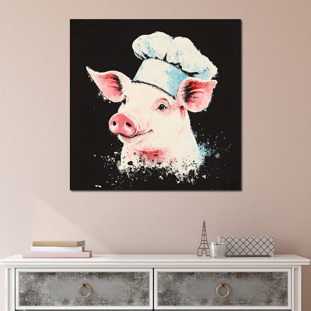 Cheerful Chef Piglet Canvas Wall Art