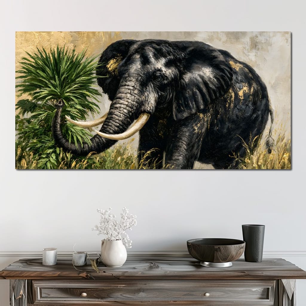 Silent Monarch of the Gilded Savanna Canvas Wall Art
