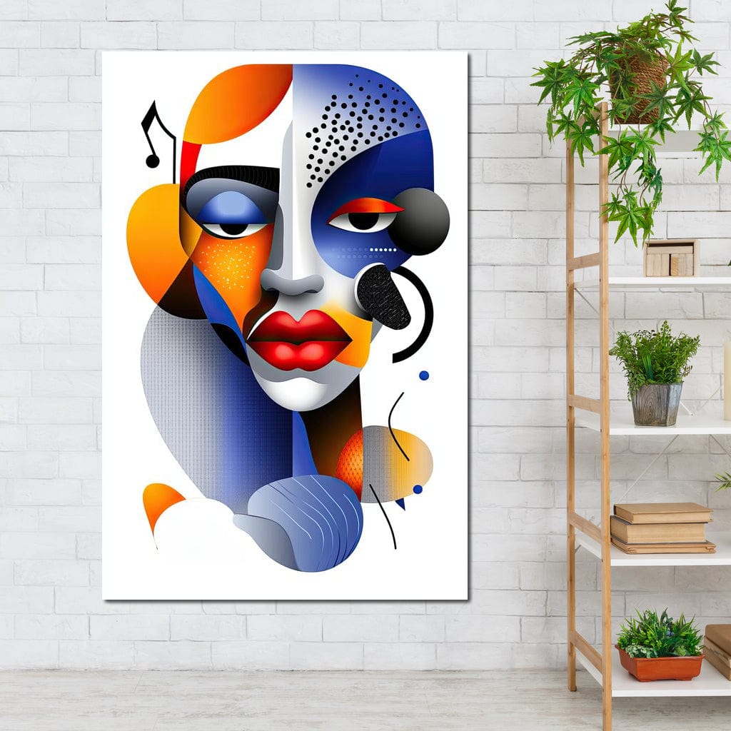 Red Lips and Bold Shapes Canvas Wall Art
