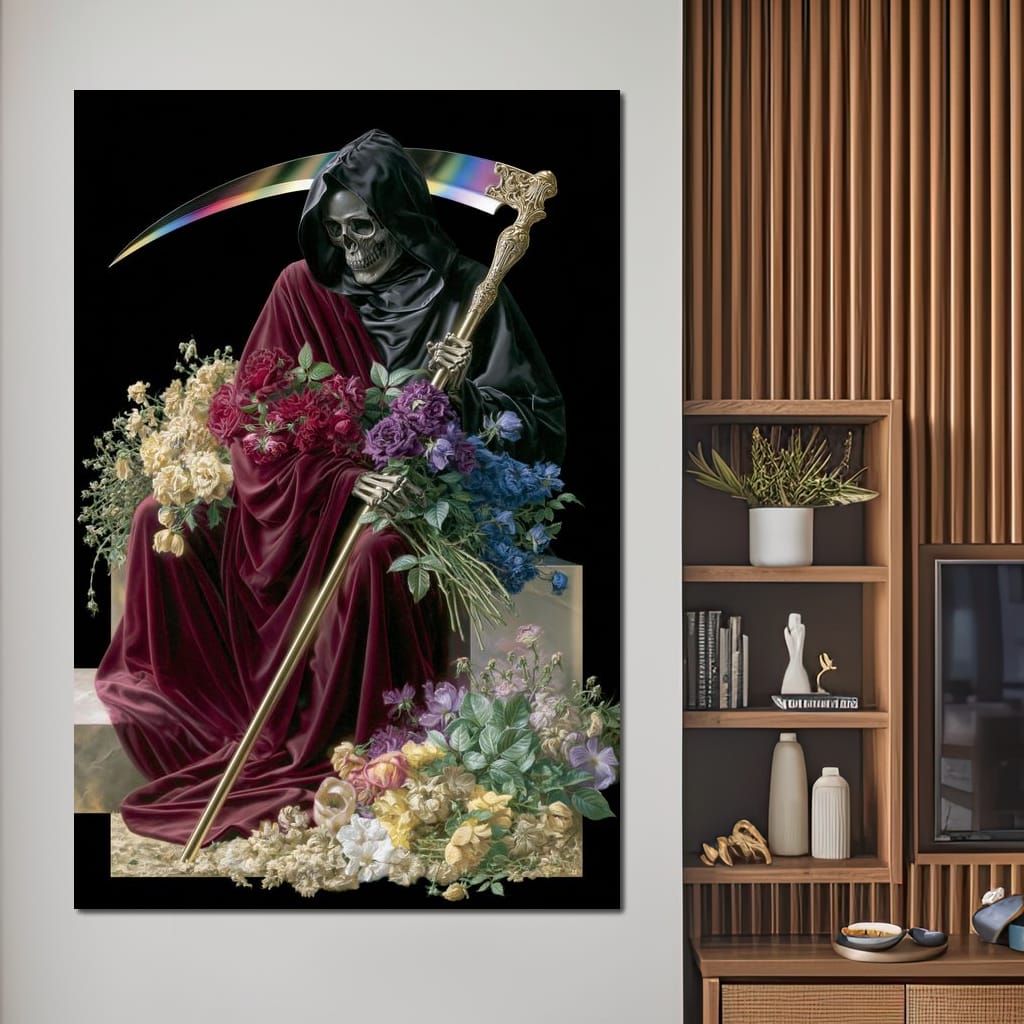Death Rests With Fallen Petals Canvas Wall Art