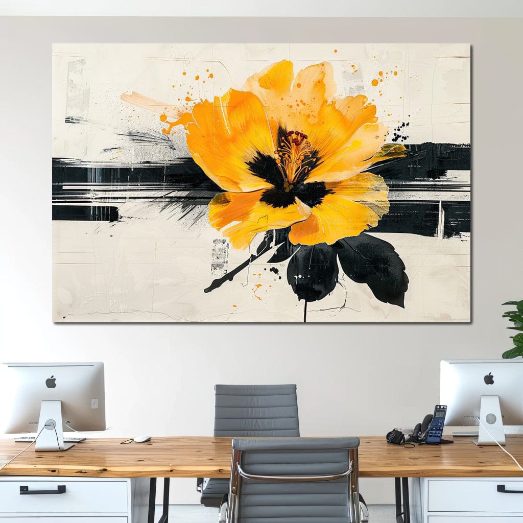 Golden Petal Contrast Canvas Wall Art