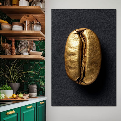 Golden Coffee Bean Minimalism Canvas Wall Art