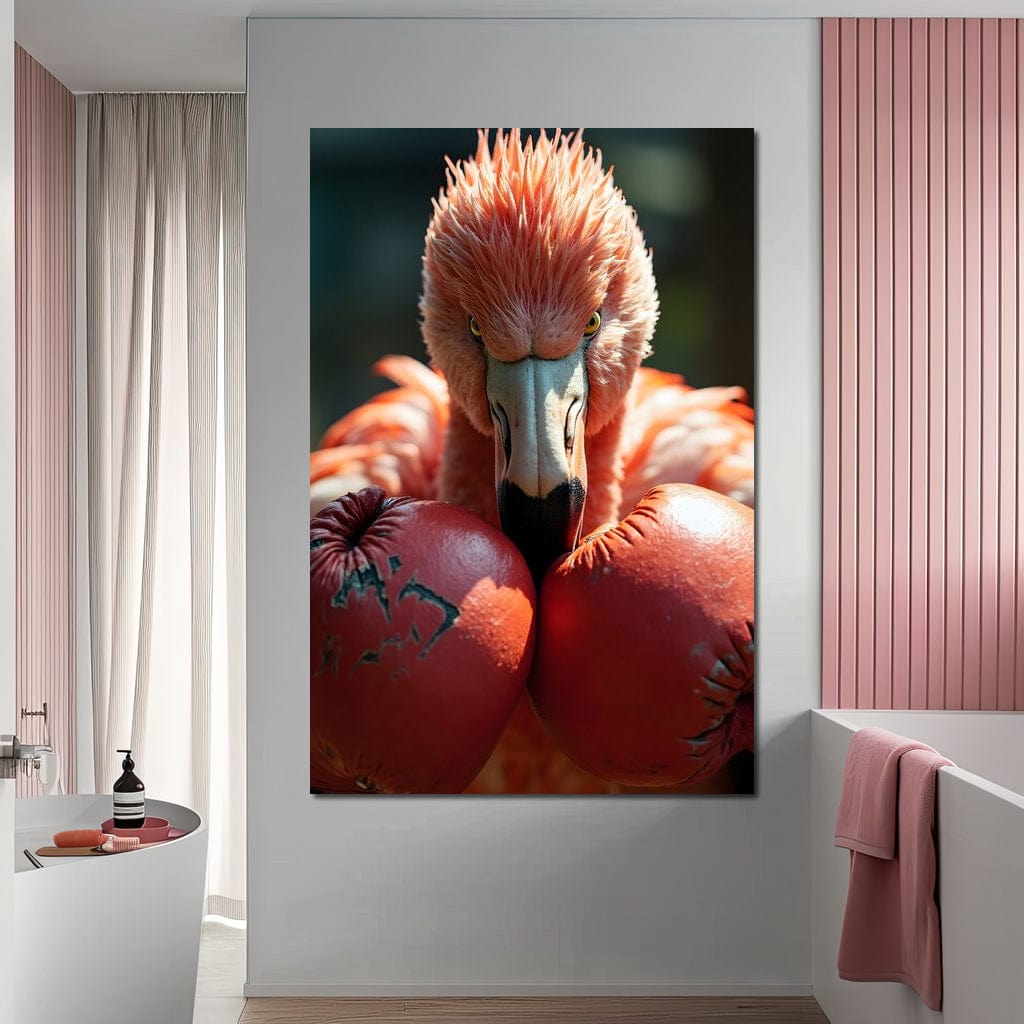 Flamingo Pugilist Canvas Wall Art