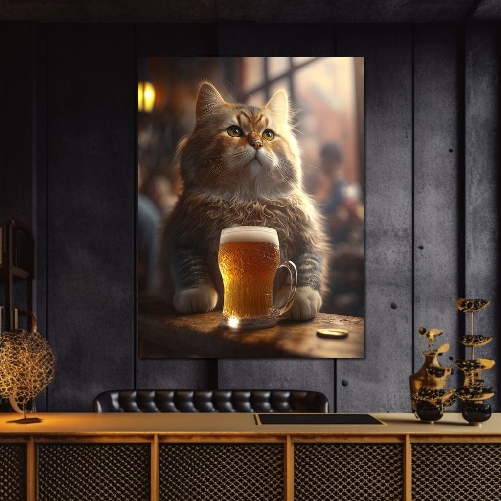 Cat Beer Canvas Wall Art