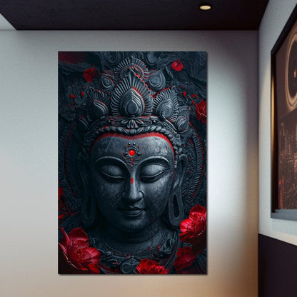 Buddha's Crimson Nirvana Canvas Wall Art