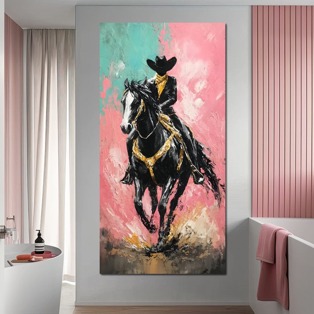 Galloping Western Stallion Energy Canvas Wall Art