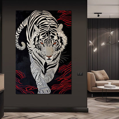 White Tiger of Shadows Canvas Wall Art