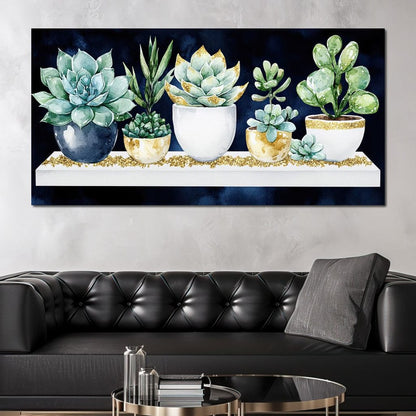 Succulent Symphony in Green Canvas Wall Art