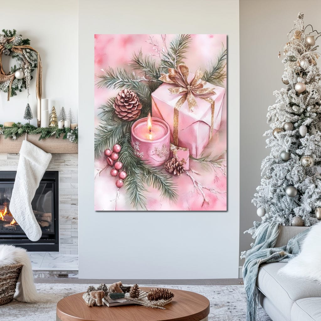 Festive Pine Gift Candle Radiance Canvas Wall Art