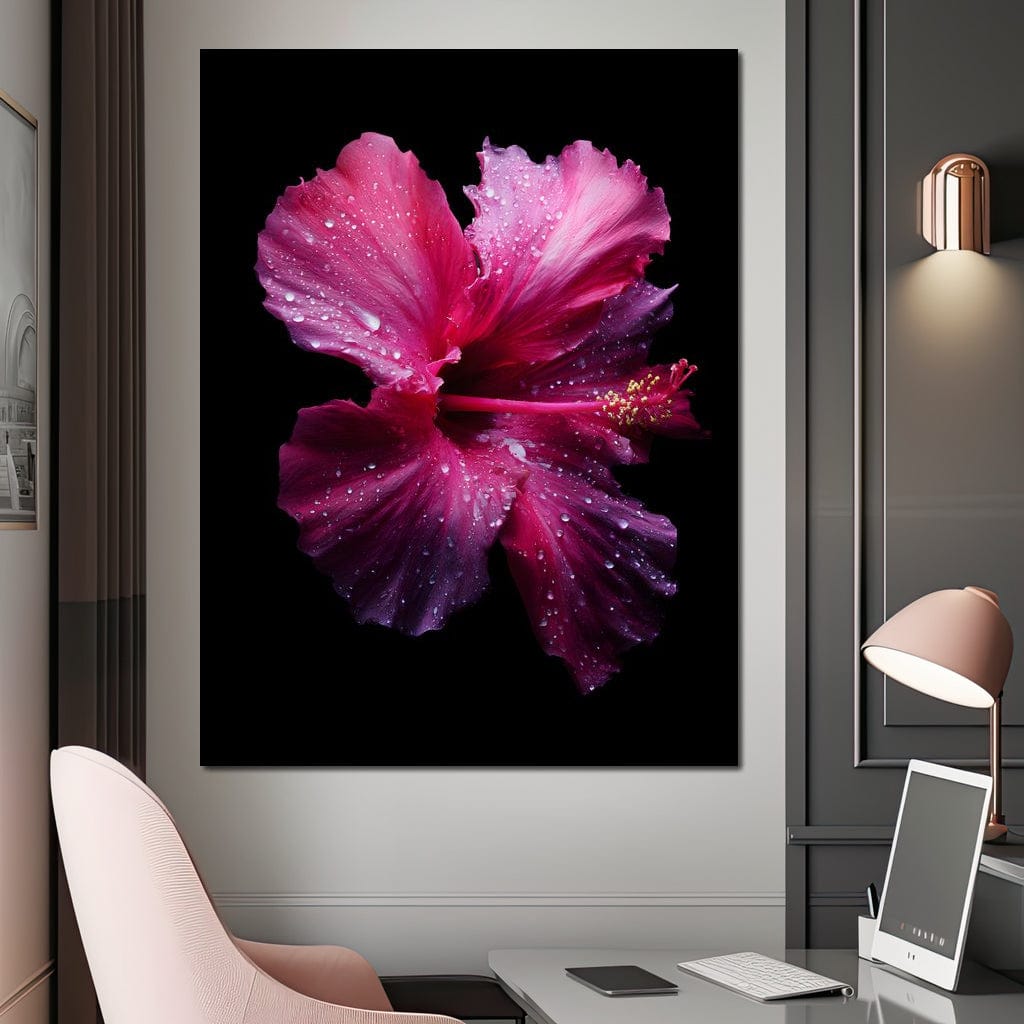 Rainkissed Pink Hibiscus Petals Canvas Wall Art