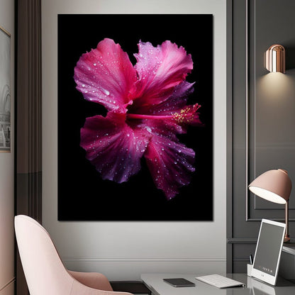 Rainkissed Pink Hibiscus Petals Canvas Wall Art
