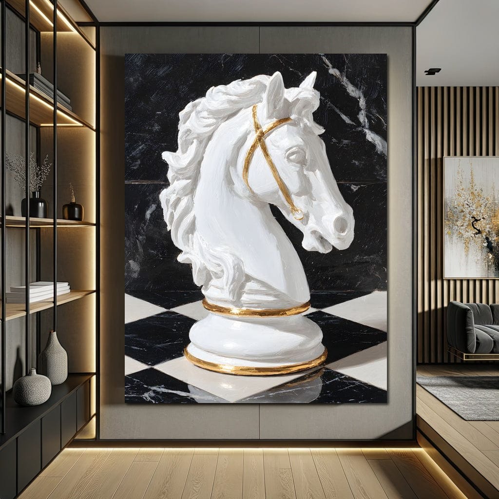 Gilded Knight on Marble Board Canvas Wall Art