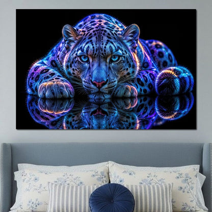 Bioluminescent Snow Leopard Canvas Wall Art