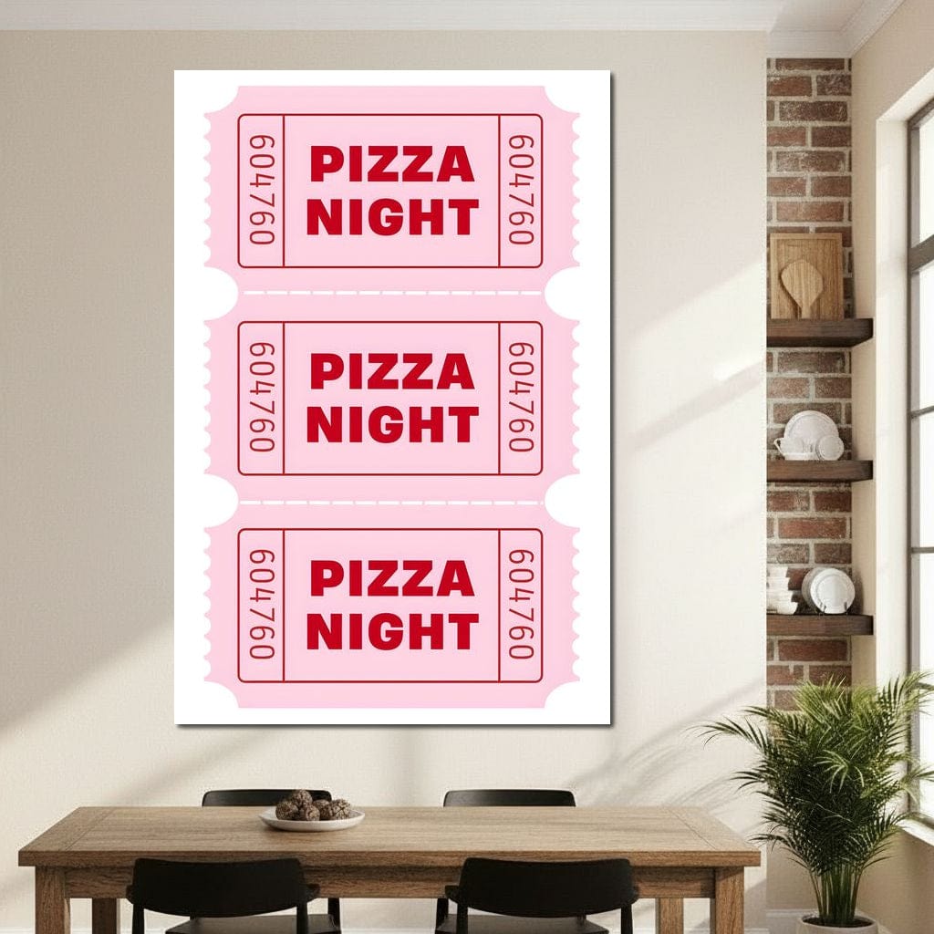 Retro Pizza Night Raffle Tickets Canvas Wall Art