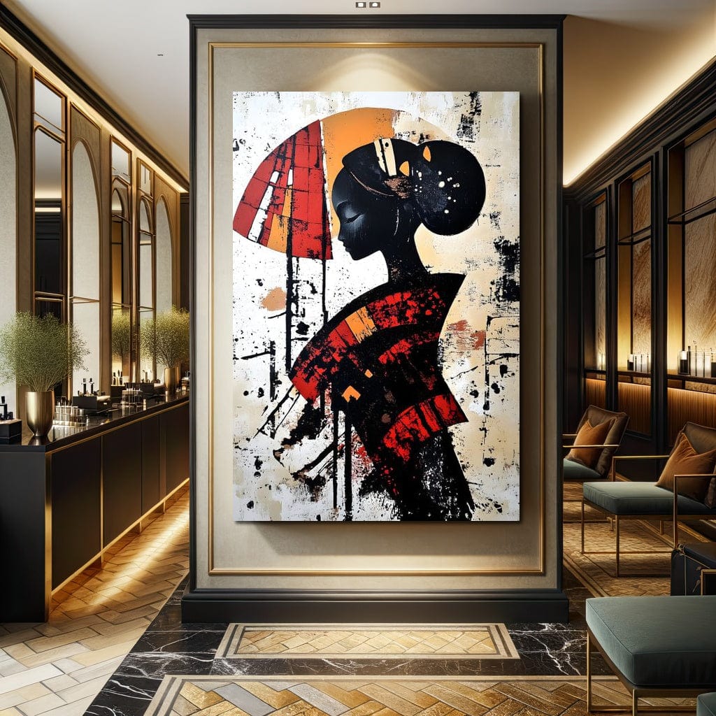 Silhouette Harmony in Amber Tones Canvas Wall Art
