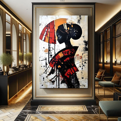 Silhouette Harmony in Amber Tones Canvas Wall Art