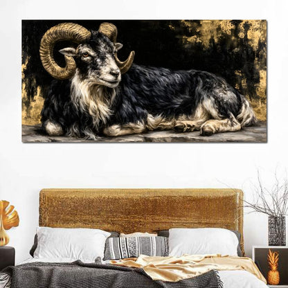 Watchful Ram of the Gilded Void Canvas Wall Art