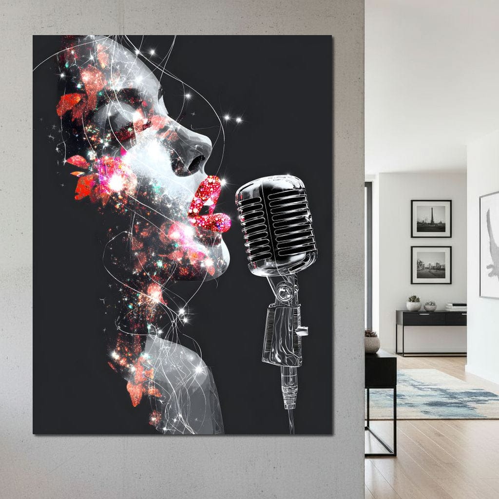 Cosmic Vocalist Neon Kiss Canvas Wall Art