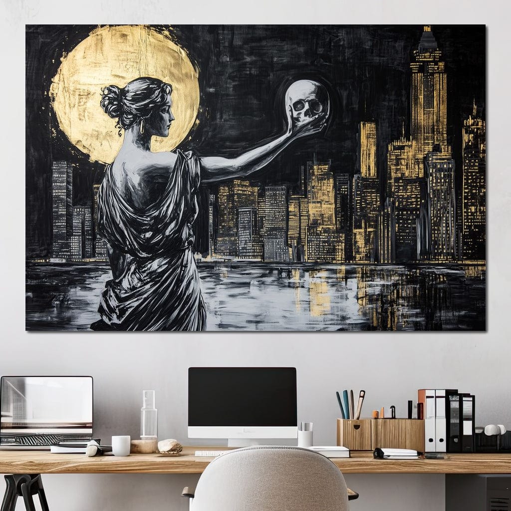 Golden Reflection Over the City Canvas Wall Art