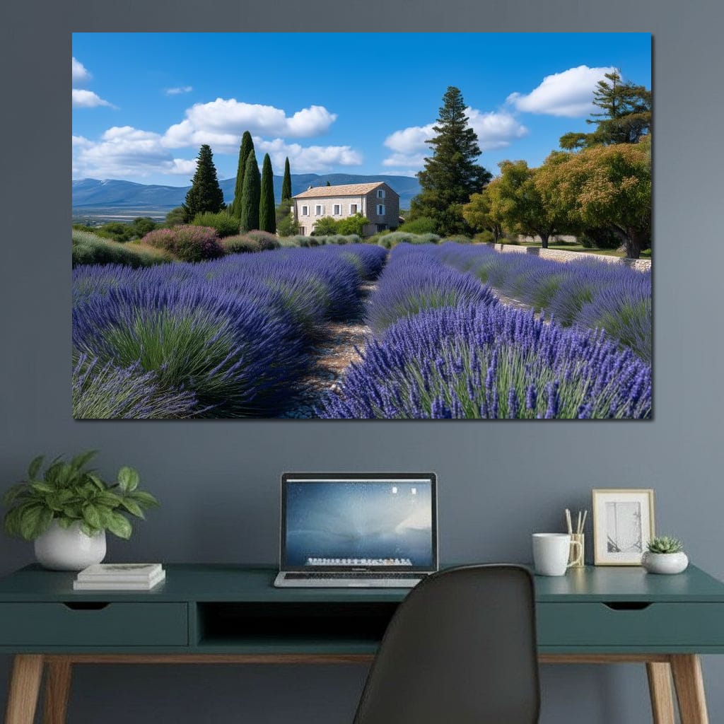 Provence Lavender Farmhouse Sky Canvas Wall Art