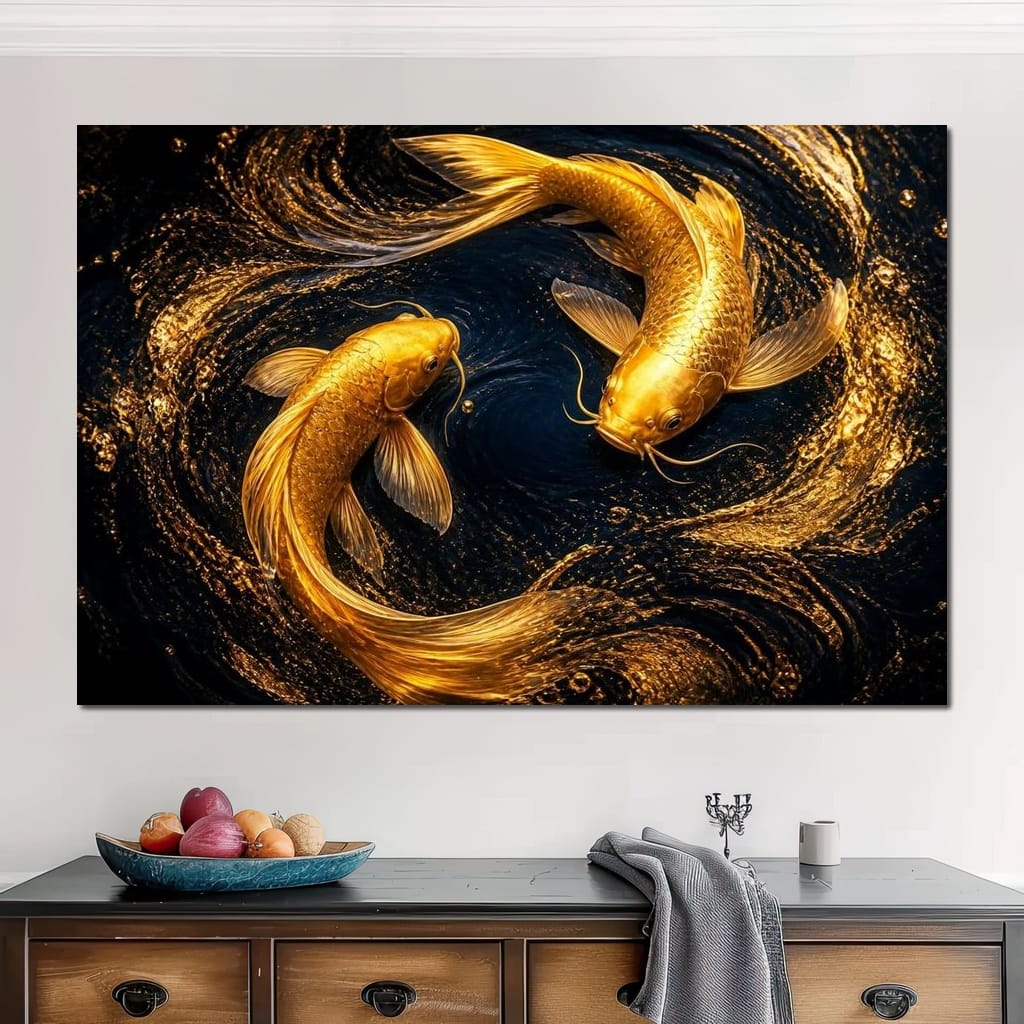 Koi Gold Current Canvas Wall Art