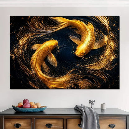 Koi Gold Current Canvas Wall Art