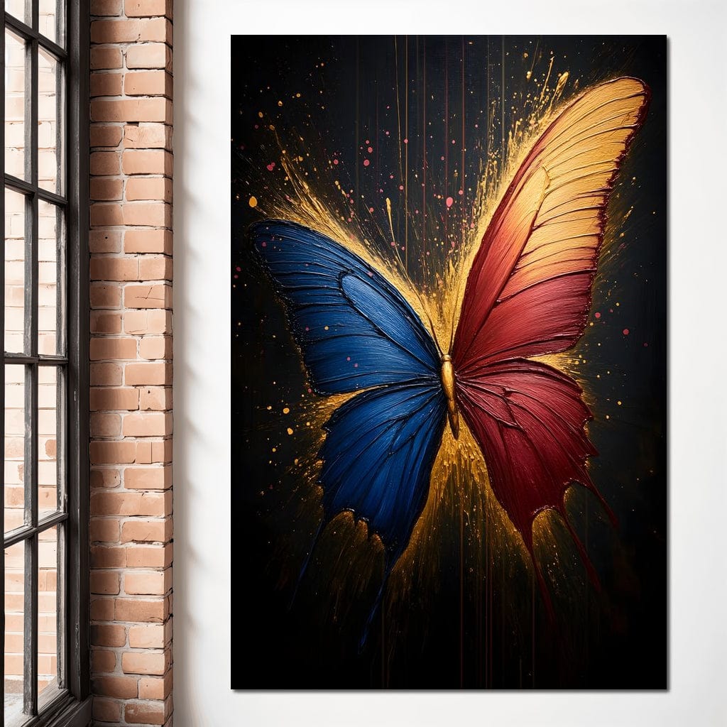 Red & Blue Butterfly Canvas Wall Art