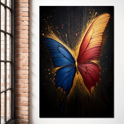 Red & Blue Butterfly Canvas Wall Art