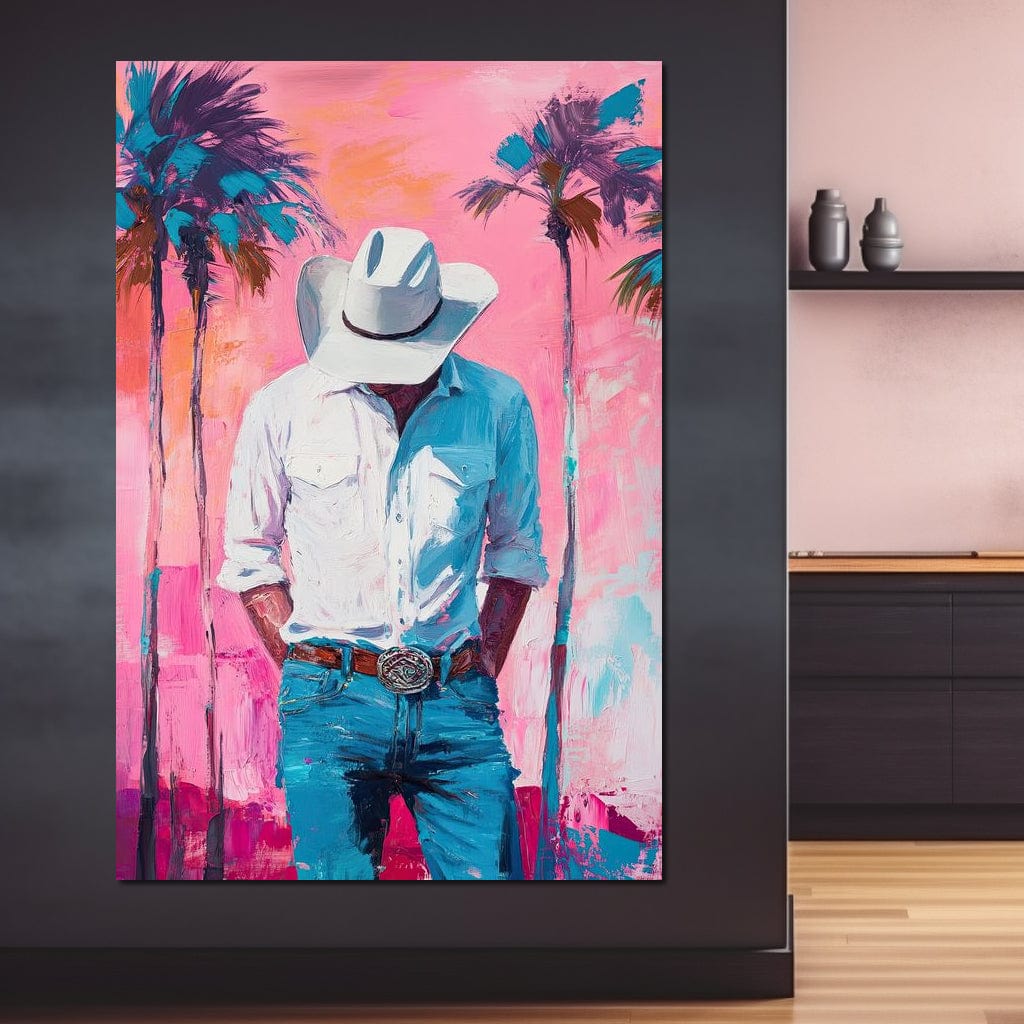 Cowboy Dreams Under Palms Canvas Wall Art