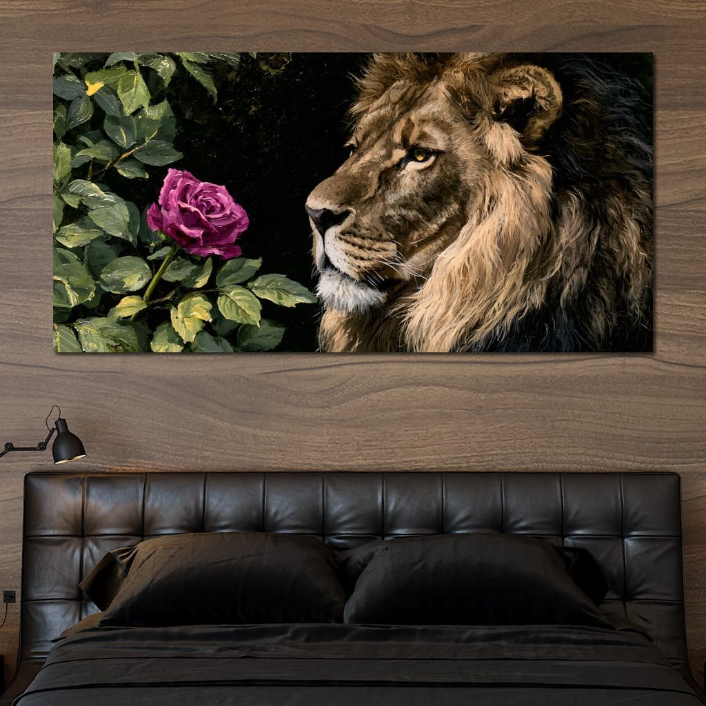 Gentle King Lion Finds Solitude Canvas Wall Art