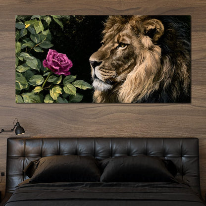 Gentle King Lion Finds Solitude Canvas Wall Art