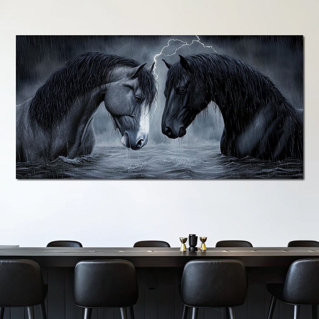 Dark Horses in the Storm Canvas Wall Art