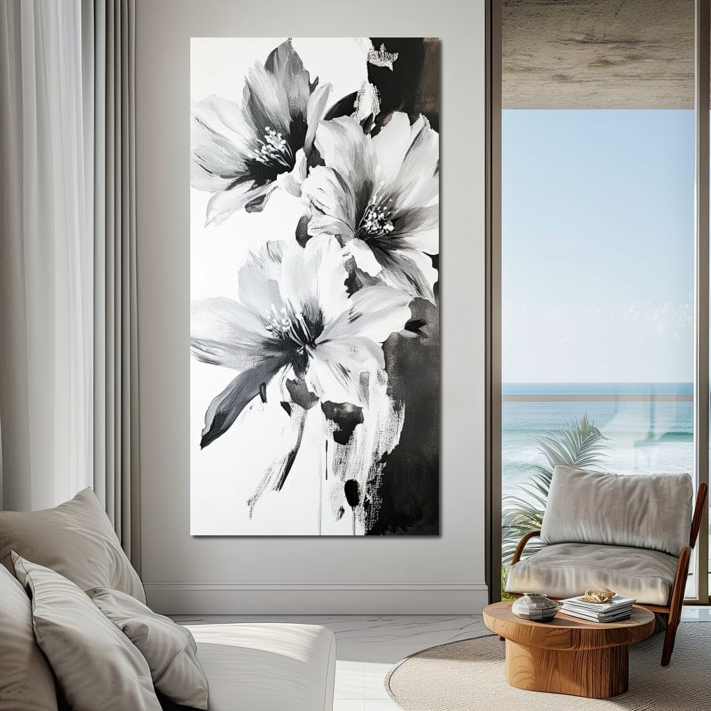 Monochrome Flora Harmony Canvas Wall Art