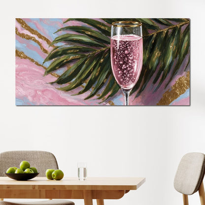 Pink Champagne Palm Luxe Canvas Wall Art
