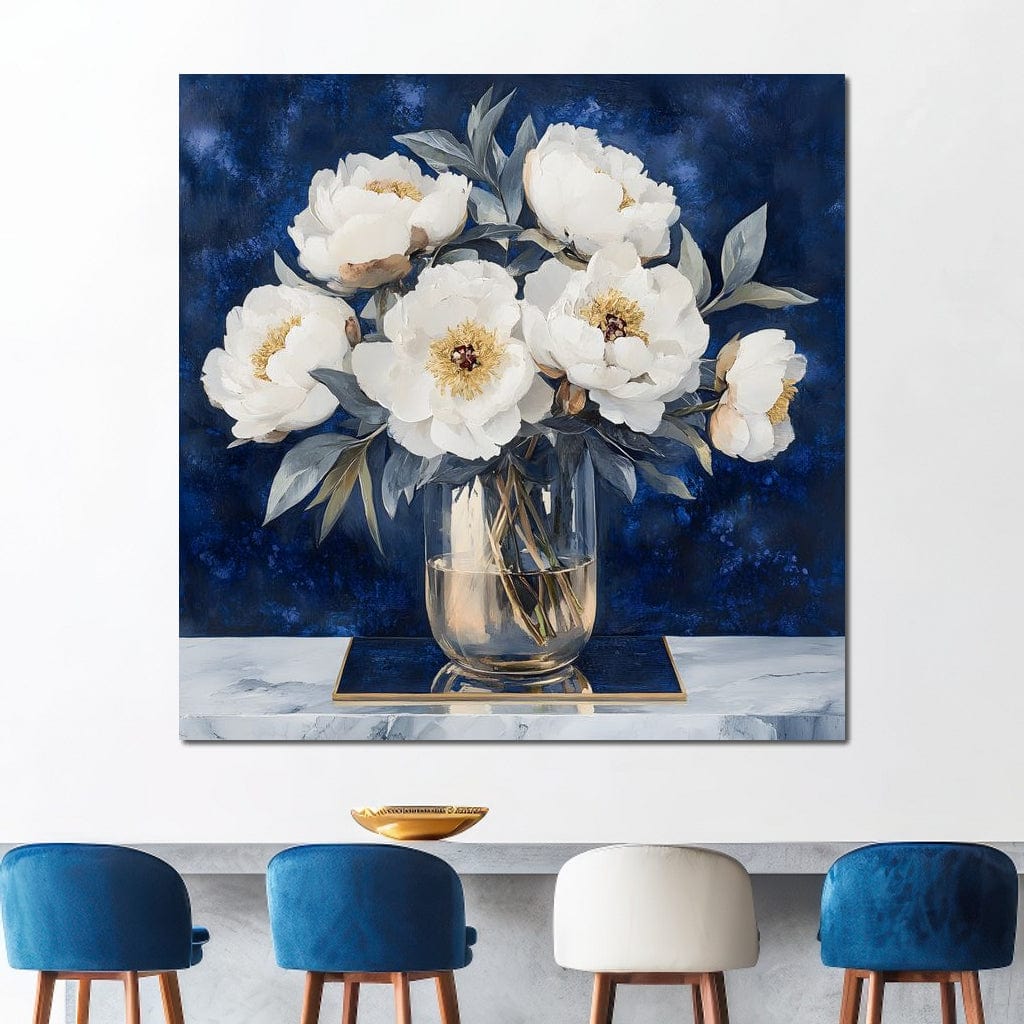 Peony Elegance Midnight Blooms Canvas Wall Art