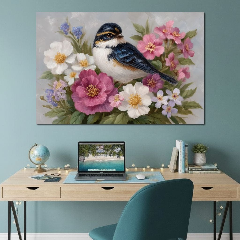 Songbird Garden Bouquet Oil Style Canvas Wall Art
